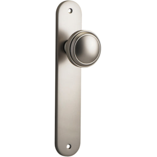 Door Knob Paddington Oval Latch Satin Nickel H237xW50xP68mm in Satin Nickel