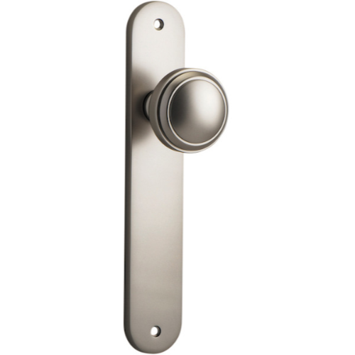 Door Knob Paddington Oval Latch Satin Nickel H237xW50xP68mm in Satin Nickel