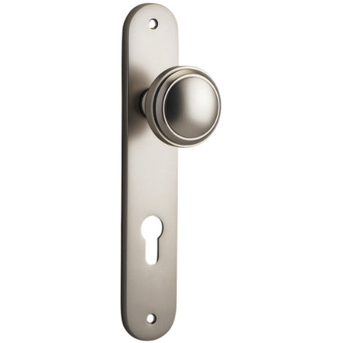 Door Knob Paddington Oval Euro Satin Nickel CTC85mm H237xW50xP68mm in Satin Nickel