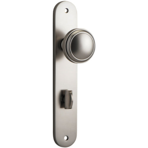 Door Knob Paddington Oval Privacy Satin Nickel CTC85mm H237xW50xP68mm in Satin Nickel