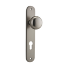 Door Knob Cambridge Oval Euro Satin Nickel CTC85mm H230xW40xP67mm in Satin Nickel
