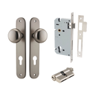 Door Knob Cambridge Oval Euro Satin Nickel CTC85mm H240xW40xP67mm Entrance Kit, Mortice Lock Euro Satin Nickel CTC85mm Backset 60mm, Euro Cylinder Dual Function 5 Pin Satin Nickel L65mm KA1 in Satin Nickel