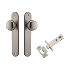 Door Knob Cambridge Oval Latch Satin Nickel H240xW40xP67mm Passage Kit, Tube Latch Split Cam 'T' Striker Satin Nickel Backset 60mm in Satin Nickel
