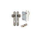 Door Knob Guildford Oval Euro Satin Nickel CTC85mm H240xW40xP60mm Entrance Kit, Mortice Lock Euro Satin Nickel CTC85mm Backset 60mm, Euro Cylinder Key Thumb 6 Pin Satin Nickel L70mm KA1 in Satin Nickel