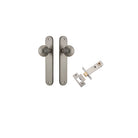 Door Knob Guildford Oval Latch Satin Nickel H240xW40xP60mm Passage Kit, Tube Latch Split Cam 'T' Striker Satin Nickel Backset 60mm in Satin Nickel