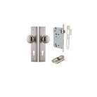 Door Knob Cambridge Stepped Euro Satin Nickel CTC85mm H240xW50xP67mm Entrance Kit, Mortice Lock Euro Satin Nickel CTC85mm Backset 60mm, Euro Cylinder Dual Function 5 Pin Satin Nickel L65mm KA1 in Satin Nickel