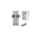 Door Knob Cambridge Stepped Euro Satin Nickel CTC85mm H240xW50xP67mm Entrance Kit, Mortice Lock Euro Satin Nickel CTC85mm Backset 60mm, Euro Cylinder Key Thumb 6 Pin Satin Nickel L70mm KA1 in Satin Nickel