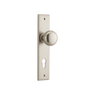 Door Knob Cambridge Chamfered Euro Satin Nickel H240xW50xP63mm in Satin Nickel