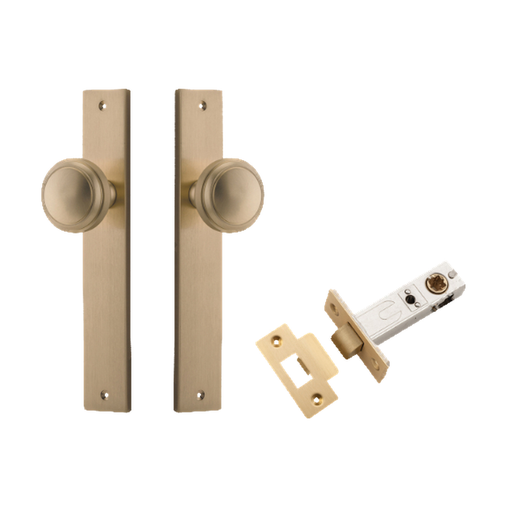 Door Knob Paddington Rectangular Latch Brushed Brass H240xW38xP68mm Passage Kit Tube Latch Split Cam 'T' Striker Brushed Brass Backset 60mm in Brushed Brass