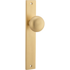 Door Knob Cambridge Rectangular Latch Brushed Brass H240xW38xP67mm in Brushed Brass