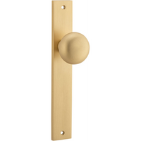 Door Knob Cambridge Rectangular Latch Brushed Brass H240xW38xP67mm in Brushed Brass