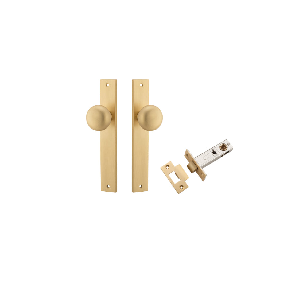 Door Knob Cambridge Rectangular Latch Brushed Brass H240xW38xP67mm Passage Kit Tube Latch Split Cam 'T' Striker Brushed Brass Backset 60mm in Brushed Brass