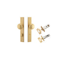 Door Knob Cambridge Rectangular Privacy Satin Brass CTC85mm H240xW38xP67mm Inbuilt Privacy Kit Tube Latch Split Cam 'T' Striker Brushed Brass Backset 60mm, Privacy Bolt Round Bolt Brushed Brass Backset 60mm in Brushed Brass