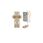 Door Knob Guildford Rectangular Euro Brushed Brass CTC85mm H240xW38xP60mm Entrance Kit Mortice Lock Euro Brushed Brass CTC85mm Backset 60mm, Euro Cylinder Dual Function 5 Pin Brushed Brass L65mm KA1 in Brushed Brass
