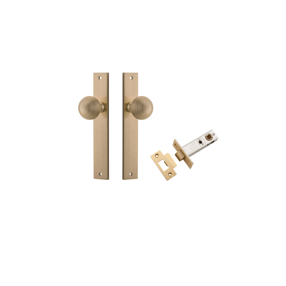 Door Knob Guildford Rectangular Latch Brushed Brass H240xW38xP60mm Passage Kit Tube Latch Split Cam 'T' Striker Brushed Brass Backset 60mm in Brushed Brass