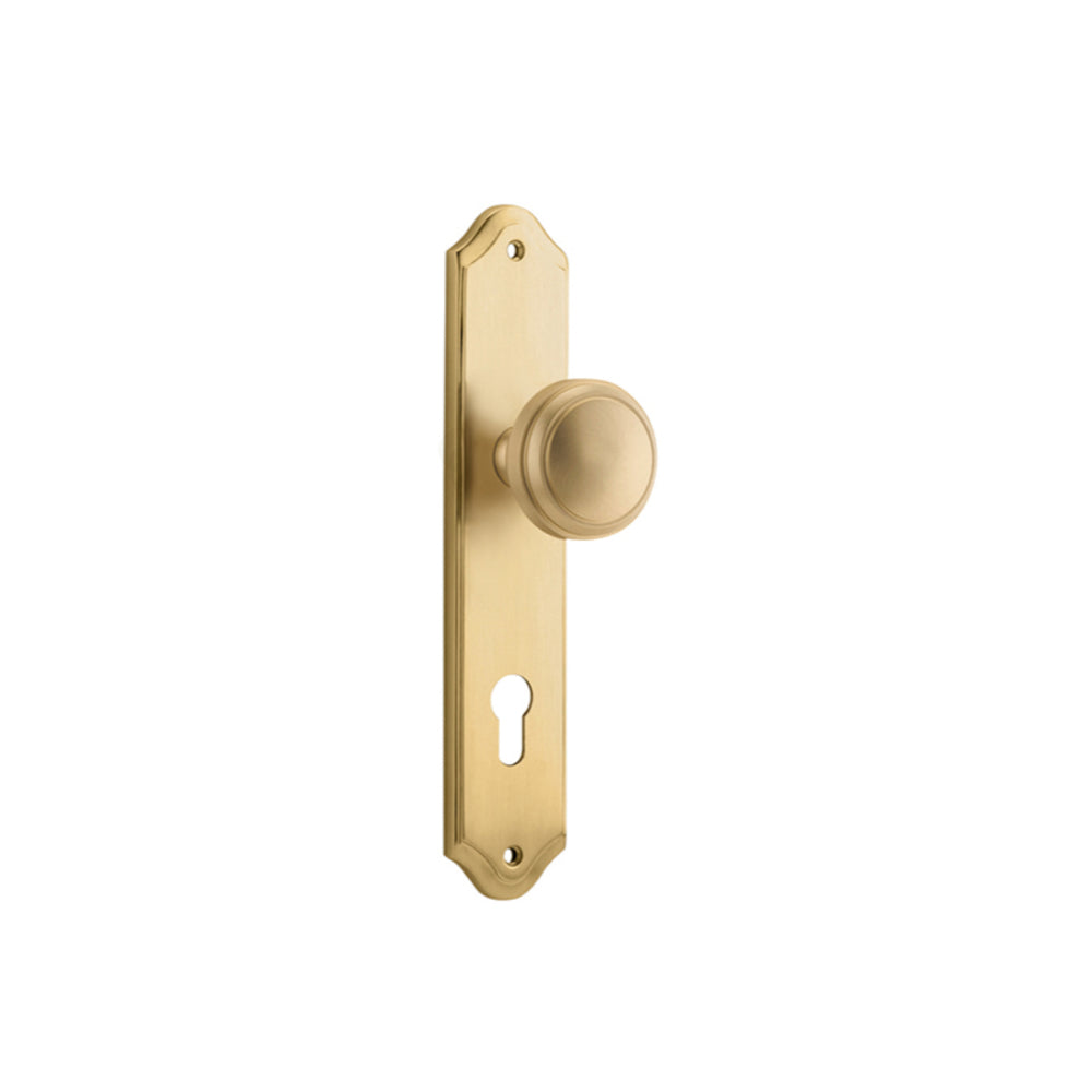 Door Knob Paddington Shouldered Euro Brushed Brass H250xW48xP63mm in Brushed Brass