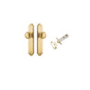 Door Knob Cambridge Shouldered Brushed Brass D55xP62mm BPH250xW48mm Passage Kit, Tube Latch Split Cam 'T' Striker Brushed Brass Backset 60mm in Brushed Brass