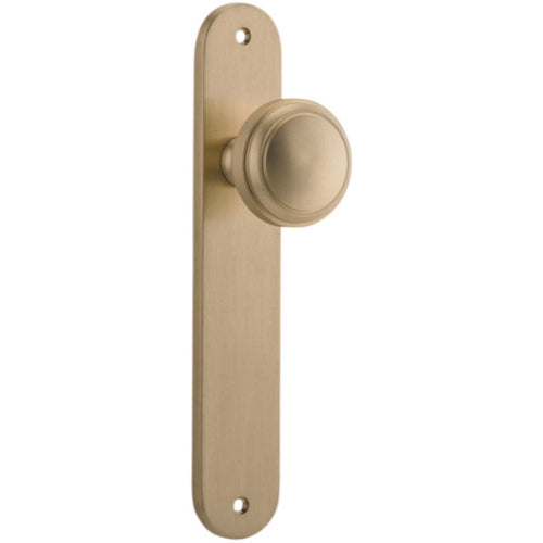 Door Knob Paddington Oval Latch Brushed Brass H237xW50xP68mm in Brushed Brass