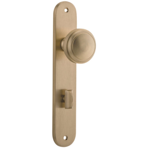 Door Knob Paddington Oval Privacy Brushed Brass CTC85mm H237xW50xP68mm in Brushed Brass