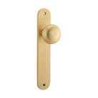 Door Knob Cambridge Oval Latch Brushed Brass H240xW40xP67mm in Brushed Brass