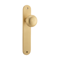 Door Knob Cambridge Oval Latch Brushed Brass H240xW40xP67mm in Brushed Brass