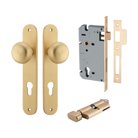 Door Knob Cambridge Oval Euro Brushed Brass CTC85mm H240xW40xP67mm Entrance Kit, Mortice Lock Euro Brushed Brass CTC85mm Backset 60mm, Euro Cylinder Key Thumb 6 Pin Brushed Brass L70mm  
 KA1 in Brushed Brass