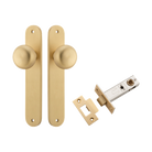 Door Knob Cambridge Oval Latch Brushed Brass H240xW40xP67mm Passage Kit, Tube Latch Split Cam 'T' Striker Brushed Brass Backset 60mm in Brushed Brass