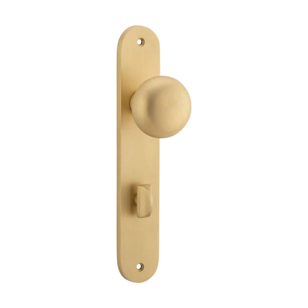 Door Knob Cambridge Oval Privacy Brushed Brass CTC85mm H240xW40xP67mm in Brushed Brass