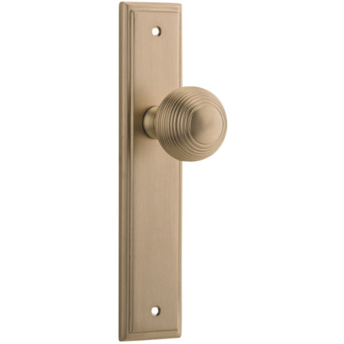 Door Knob Guildford Stepped Latch Brushed Brass H237xW50xP60mm in Brushed Brass