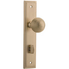 Door Knob Guildford Stepped Privacy Brushed Brass CTC85mm H237xW50xP60mm in Brushed Brass