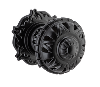 Door Knob Filigree Round Rose Pair Matt Black D63xP78mm in Matt Black