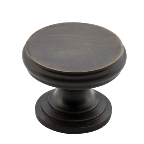 Cupboard Knob Flat Antique Brass D32xP23mm in Antique Brass
