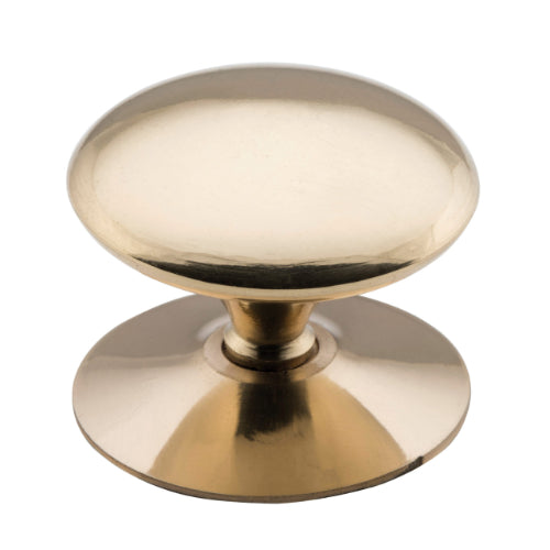 Cupboard Knob Sheet Brass Victorian Polished Brass D50xP37mm in Polished Brass