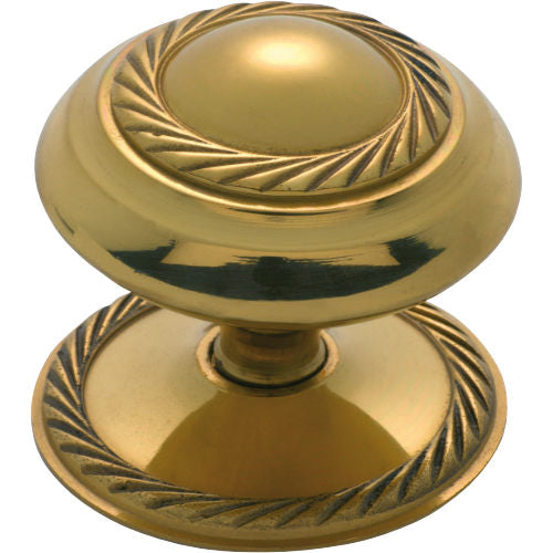 Cupboard Knob Sheet Brass Georgian Polished Brass D50xP38mm in Polished Brass