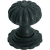 Cupboard Knob Fluted Iron Backplate Matt Black D32xP44mm in Matt Black
