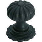 Cupboard Knob Fluted Iron Backplate Matt Black D32xP44mm in Matt Black