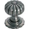 Cupboard Knob Fluted Iron Backplate Polished Metal D32xP44mm in Polished Metal