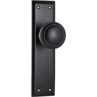 Door Knob Milton Latch Pair Matt Black H200xW50xP73mm in Matt Black