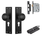Door Knob Milton Matt Black Key / Key Entrance Set in Matt Black