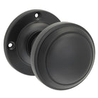 Door Knob Milton Round Rose Pair Matt Black D54xP65mm BP57mm in Matt Black