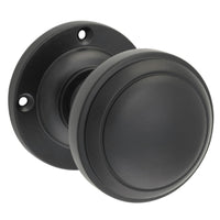 Door Knob Milton Round Rose Pair Matt Black D54xP65mm BP57mm in Matt Black