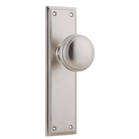 Door Knob Milton Latch Pair Satin Nickel H200xW50xP73mm in Satin Nickel