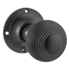 Door Knob Reeded Mortice Pair Matt Black D51xP81mm BP60mm in Matt Black