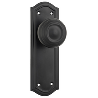 Door Knob Kensington Latch Pair Matt Black H175xP57xW58mm in Matt Black