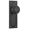 Door Knob Edwardian Latch Pair Matt Black H185xW60xP57mm in Matt Black