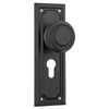 Door Knob Edwardian Euro Pair Matt Black H185xW60xP57mm in Matt Black