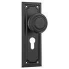 Door Knob Edwardian Euro Pair Matt Black H185xW60xP57mm in Matt Black