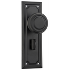 Door Knob Edwardian Privacy Pair Matt Black H185xW60xP57mm in Matt Black