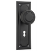Door Knob Edwardian Lock Pair Matt Black H185xW60xP57mm in Matt Black