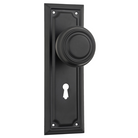 Door Knob Edwardian Lock Pair Matt Black H185xW60xP57mm in Matt Black